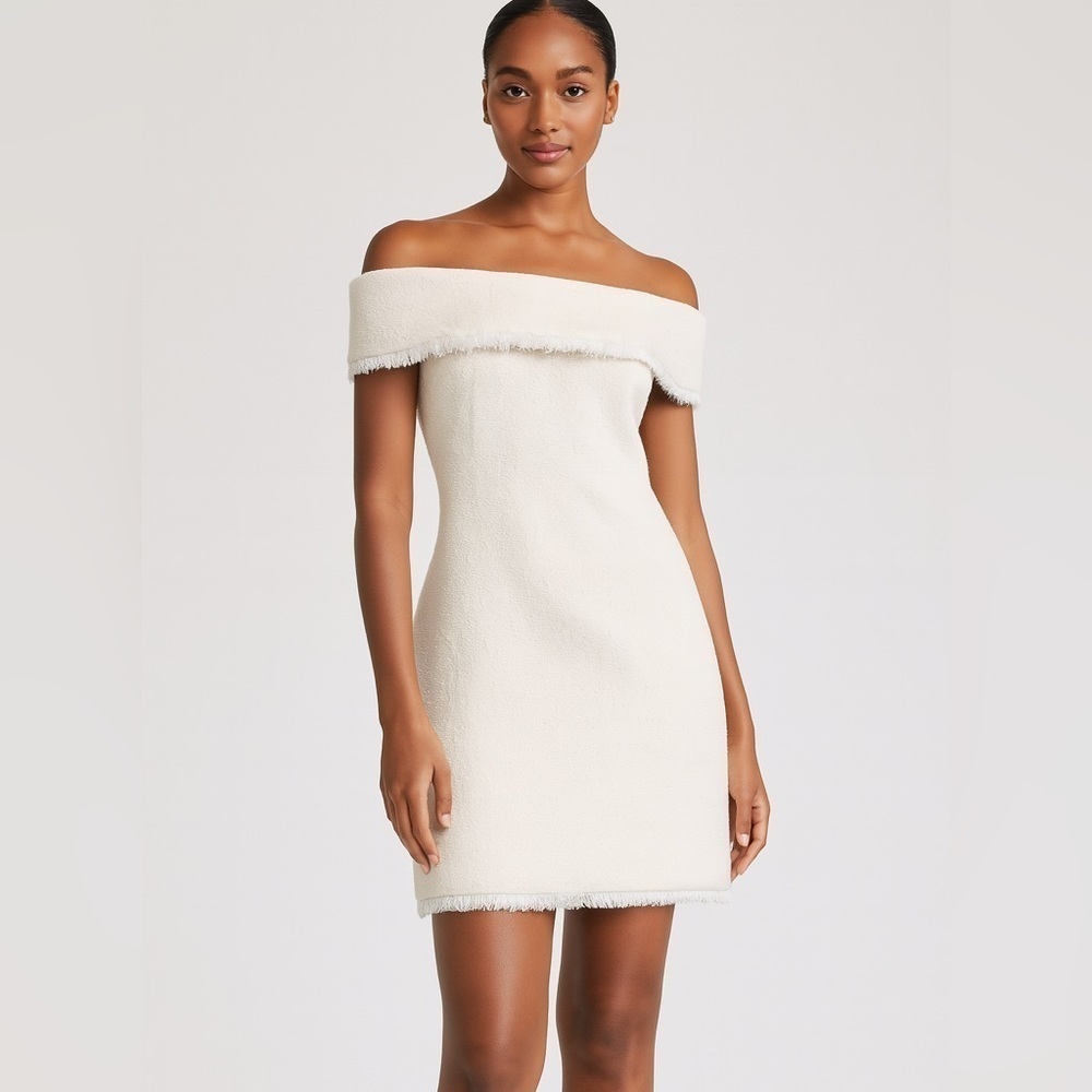 Tanya Taylor off the shoulder dress cream thick knit